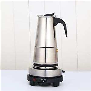 Lightakai Caffettiera per espresso, in acciaio inox, 220 V, caffettiera elettrica, 4 tazze, 200 ml, caffettiera per caffè Moka con fornello elettrico, lavabile in lavastoviglie (4 tazze da 200 ml)