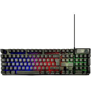 Ewent Tastiera Gaming Layout QWERTY Italiana 105 Tasti, Tastiera USB retroilluminata, 19 Keys Anti-ghosting -12 Tasti multimediali, nera