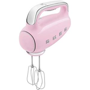 Smeg, Sbattitore Elettrico HMF01PKEU, 9 Livelli di Velocità, Funzione Turbo, Sistema di Avvio Smooth Start, 4 Fruste, 2 Ganci Impastatori e Avvolgicavo in Dotazione, 250W, Rosa