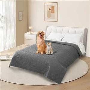 DUJUIKE Copridivano impermeabile, Coperta 100% impermeabile per cani, telo impermeabile divano, Copriletto impermeabile per cani,gatti, fondo antiscivolo (Grigio, 208-208cm(1 Pack))
