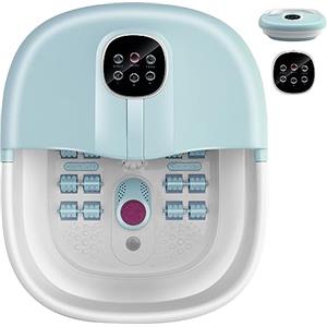 HOMASIS Pediluvio Pieghevole per Piedi con Riscaldamento, Vaschetta Pedicure Estetista con Rulli Massaggianti, Shiatsu Profondo e Bolle Idrodinamiche, Temperatura Regolabili e Timer (Azzurro chiaro)