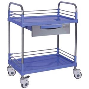 GIMA Carrello Utility con Cassetto - Struttura in Acciaio Inox, 2 Ripiani e Cassetto, Sponde Laterali in Acciaio
