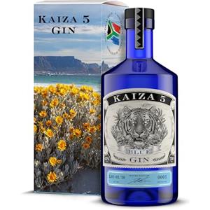 KAIZA 5 BLUE GIN - 0,7 l - 43% | Gin dall'Africa del Sud/Città del Capo | Floreale, fruttato, fresco | Sambuco, Mirtillo e Frutto del Drago | BEACH