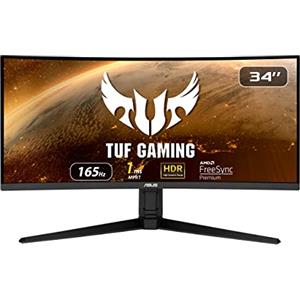 ASUS TUF Gaming VG34VQL1B Monitor - 34 inch WQHD (3440x1440), 165Hz (Above 144Hz), Extreme Low Motion Blur, FreeSync Premium, 1ms (MPRT), Curved, DisplayHDR 400, Nero