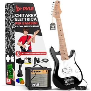 Pyle Starter Kit Chitarra Elettrica Bambini con Amplificatore, Chitarra per Bambini da 76,2 cm, Chitarra Elettrica con Amplificatore da 10 Watt e Accessori Completi