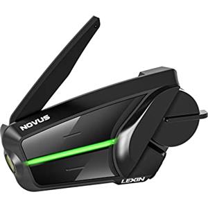 LEXIN Novus Mesh 3.0 Interfono Moto,Motorcycle Headset Bluetooth 5.0, Sistema di Comunicazione nel Casco fino a 32 Motociclisti con Multitasking Audio, Condivisione di Musica, Luce a LED