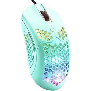 MAMBASNAKE Mouse da gioco leggero cablato 65G, mouse da gioco USB retroilluminato 26 RGB e driver programmabile a 7 pulsanti, 12000DPI, con guscio ultraleggero a nido d'ape modello O per PC Gamers, Xbox, PS4