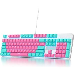 SOLIDEE tastiera gaming meccanica 100%,US Layout QWERTY,Tastiera da Gioco Cablata 104 Tasti Retroilluminata RGB con Tastierino Numerico,Tastiera Meccanica NKRO per laptop Windows(104 Miami)