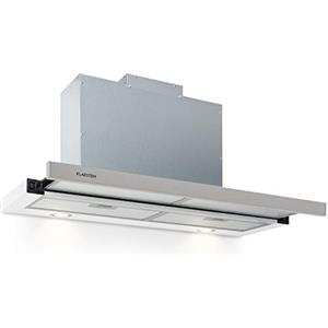 Klarstein Mariana - Cappa a Schermo Piatto, Cappa Aspirante, Cappa Sottopensile, Classe Energetica C, 500 m³/h, Ricircolo & Scarico, Luce LED, Tasti, 90 cm, Bianco