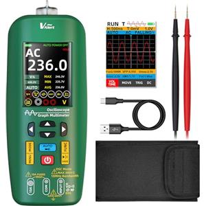 BSIDE O1 Multimetro Oscilloscopio Digitale Portatile TRMS con LCD Colori 4 Risultati 10Mhz Oscilloscope DIY Trasferimento Dati Tester Ricaricabile di Tensione Corrente Capacità Continuità con Torcia