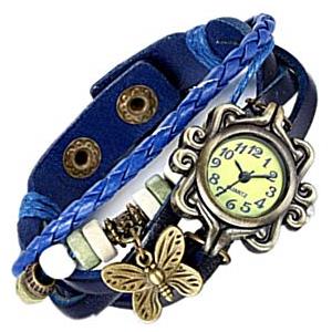 JewelryWe Orologio da donna, con cinturino in pelle PU con farfalla, al quarzo, stile classico, intrecciato, Vintage,colori da scegliere