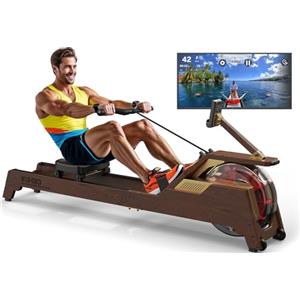 VOWVIT Vogatore per la casa: vogatore ad acqua in legno con serbatoio dell'acqua verticale, compatibile con Bluetooth, per utenti fino a 210 cm, 2 anni di garanzia (oro)