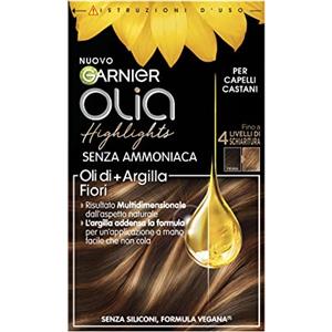 Garnier Olia Highlights, Fino a 4 Livelli di Schiaritura, Per Capelli Castani, Formula con Oli di Fiore + Argilla, Formula Vegana, Senza Ammoniaca