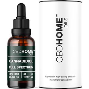 CBD HOME Oils - Olio di CBD 40% - 50 ml - Full Spectrum - Base di Olio di Cocco (MTC) e Olio di Semi di Canapa Biologico - Omega 3-6-9 - Cannabidiolo Certificato 20.000 mg - Prodotto nell'UE