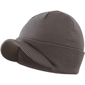 Magracy - Berretto invernale da uomo con visiera calda, unisex, a doppia maglia, con visiera Grigio scuro Taglia unica