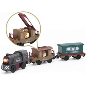 Elitecran Trenino Elettrico per Bambini, Trenino Giocattolo Regali Bambini, Locomotiva ad Azione a Batteria, Collegamento Magnetico Locomotiva per Bambini Ragazzo Ragazza