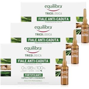 equilibra Capelli, Fiale Anti-Caduta Fortificanti, per Aiutare a Prevenire e Rallentare la Caduta dei Capelli e per Fortificare la Capigliatura, a Base di Aloe Vera, Olio di Argan, 3 Pezzi da 10 Fiale