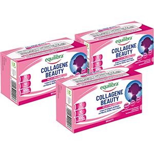 Equilibra Integratori Alimentari, Collagene Beauty, Integratore per la Pigmentazione della Pelle a Base di Collagene Idrolizzato, Rame e Zinco, Senza Glutine, 3 Pezzi da 10 Stickpack Monodose