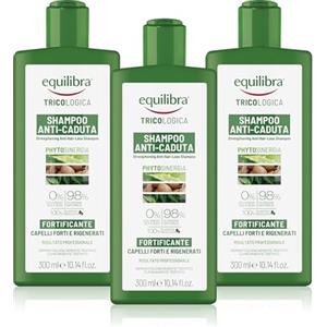 equilibra Capelli, Shampoo Anti-Caduta Fortificante, Deterge Delicatamente i Capelli Fragili, Evita Che Cadano o Si Spezzino, a Base di Aloe Vera, Olio di Argan, Cheratina Vegetale, 3 Pezzi da 300 ml