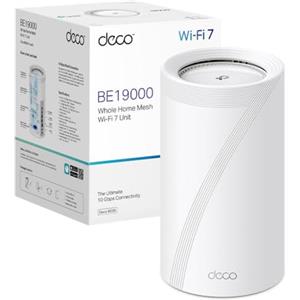 TP-Link WiFi 7 Deco BE85 Router Mesh, BE19000Mbps Tri-Band, Canali 320 MHz, Porta 10Gbps Combinata Ethernet/Fibra, Ripetitore, WiFi 7 Senza Precedenti, Alexa, Funziona con Qualsiasi ISP e Modem