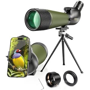 Gosky BAK4 - Cannocchiale con treppiede, borsa da trasporto e adattatore per telefono, oculare ad angolo di 45°, per tiro al bersaglio, caccia, bird watching