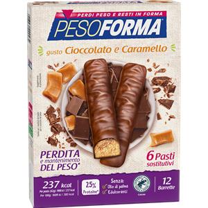 NUTRITION & SANTE' ITALIA SpA Pesoforma Barrette al Cioccolato e Caramello - Barrette sostitutive del pasto per perdere peso - 6 barrette