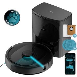 Cecotec Robot Aspirapolvere Conga 9590 Spin Revolution Ultra Power Home.Navigazione Laser, Intelligenza Artificiale, 10.000Pa, Massimo 240min Autonomia, Mopas Rotanti, Spazzola Silicone per Animali