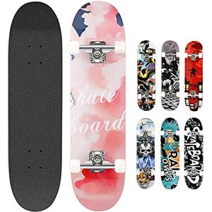 Smibie Skateboards Pro - Skateboard completo per ragazzi, principianti, ragazzi, adulti, 7 strati in legno d'acero