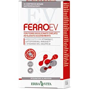 ERBA VITA Ferro EV Retard integratore alimentare di ferro con compressa gastro-retard arricchito con Vitamina C e Vitamina B