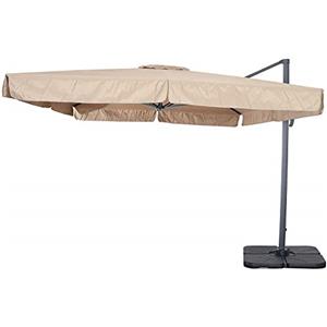 Gardenia Retrattile Ombrellone da Giardino Palo Manovella 3x4 con Flaps Laterali, Antracite-Ecrù