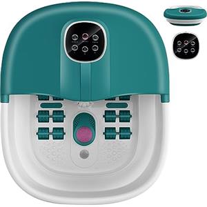 HOMASIS Pediluvio Pieghevole per Piedi con Riscaldamento, Vaschetta Pedicure Estetista con Rulli Massaggianti, Shiatsu Profondo e Bolle Idrodinamiche, Temperatura Regolabili e Timer (Blu scuro)