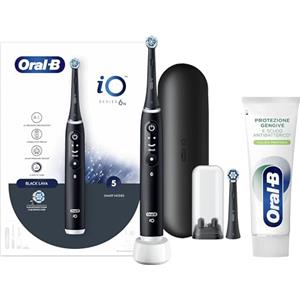 Oral-B Spazzolino Elettrico Ricaricabile iO6 Nero, 1 Spazzolino + 1 Dentifricio Protezione Gengive e Scudo Antibatterico Pulizia Profonda 75ml