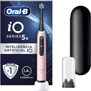 Oral-B Spazzolino Elettrico Ricaricabile iO 5N, Sensore di Pressione, Intelligenza Artificiale, 5 Modalità di Spazzolamento, 1 Testina, 1 Spazzolino, 1 Custodia da Viaggio, Rosa, Idea Regalo