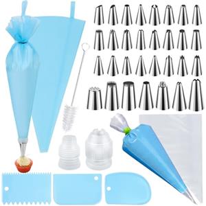 KOUHA Saccapoche Professionale, Set Di Sacchetti Per Piping con 31 Beccucci Sac a Poche, 11 Sac a Poche Professionali, 2 Adattatori, 3 Raschietto, per Decorare Cupcake Torta Pasticceria