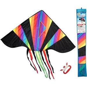 Teorema Giocattoli- Teorema-Aquilone Arcobaleno con Maniglia, Facile da Montare, Misure 145x73cm, 52522
