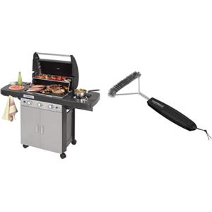 Campingaz 3 Series Classic L Plus Barbecue Grill a 3 Bruciatori con Fornello Laterale, Nero/Argento, 144 x 66 x 147 cm & 2000032369 Spazzola Pulizia Triangolare, Nero, 8x7x7 cm
