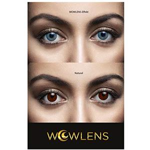 WOWLENS I Lenti a Contatto Colorate Blu + Portalenti - DUBAI BLUE per Occhi Chiari e Scuri en azzurre naturali -2 pezzi- DIA 14.0 -senza correzione- 0.00 diottrie