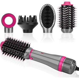 PARWIN PRO BEAUTY 4 IN 1 Styler Spazzola Asciugacapelli PARWIN PRO BEAUTY Spazzola Elettrica per Capelli Spazzola ad Aria Calda Spazzola Phon per Capelli 4 allegati Lisciante Volumizzante Asciugare 1000W Grigio