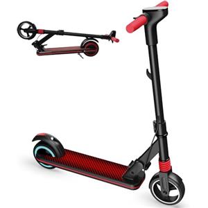 scoot4kids Monopattino elettrico per bambini 6-12 anni, pieghevole da 6,5'', max 14 km/h, motore 130 W, autonomia 8 miglia, luci colorate, display LED, leggero e-scooter per bambini (Nero)