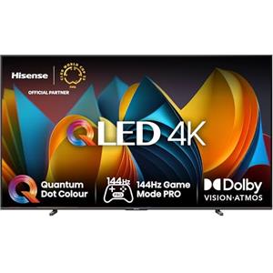 Hisense TV Hisense 100 QLED 4K 144Hz 100E7NQ, Smart TV VIDAA U8, Dolby Vision IQ, HDR 10+ Adaptive, 144hz Game Mode PRO, Dolby Atmos 2.1 con Subwoofer, Alexa Built-in, VIDAA Voice, Tuner DVB-T2/S2, lativù 4K