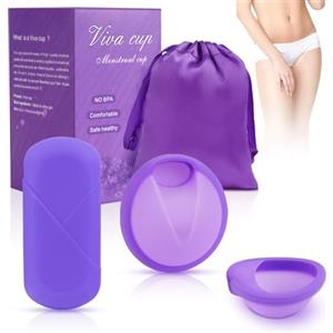 ACWOO Disco Mestruale, 2 Dischi Periodici Taglia S+ L e Scatola in Silicone, Riutilizzabile Coppette Mestruali in Silicone, Tazza Mestruale con Design Flat-Fit per Donne Sport, a Prova di Perdite