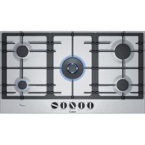 Bosch Elettrodomestici Bosch PCR9A5B90 Serie 6, Piano cottura a gas, FlameSelect: regolazione con nove livelli di potenza predefiniti, WOK, griglie in ghisa, Acciaio, 90 cm