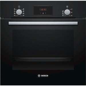 Bosch HBF153BB0, Forno da incasso, Aria Calda 3D: Cottura uniforme fino a 3 livelli, Display LED rosso, Manopole a scomparsa, EcoClean, Nero, 60 x 60 cm