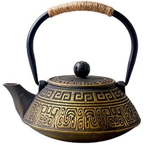 HwaGui Ghisa teiera Stufa bollitore retrò teiera con infusore in Acciaio Inox per tè Sfuso, 800 ml