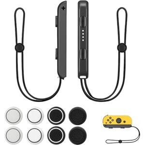 QiXinGYL 2 Pcs Wrist Strap for Switch Joycon Wrist Strap for Nintendo Switch Joycon, Wristband for Joy Con Controller Replacement Accessories, Hand Controller Grip for Joy Con, with 8 Joystick Caps
