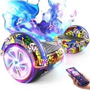 SISIGAD Hoverboard, 6.5 inch Self Balancing Scooter with Bluetooth LED Lights, Hover Board for Kids