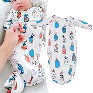 Yuehuamech Coperta per neonato con fascia per capelli Accappatoio per neonato Camicia da notte annodata Anti-calcio Sacco a pelo Fascia per capelli Set per ragazze dei ragazzi(Ananas)