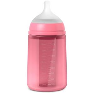 Suavinex, Biberon in Silicone da 240 ml, con Tettarella Fisiologica in Silicone SX Pro, con Valvola Anticolica, Biberon a Flusso Medio (M). Per bambini +3 mesi. Colour Essence Fucsia