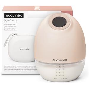 Suavinex, Tiralatte portatile, Tiralatte a mani libere, Senza cavi, con batteria, 3 modalità e 9 intensità di aspirazione, con adattatori, custodia e spazzolino, schermo LED, serbatoio da 180 ml