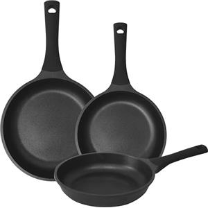 PINTINOX, tris padelle EVO in alluminio antiaderente nero diametro 20-24-28 cm, adatta a tutti i piani cottura